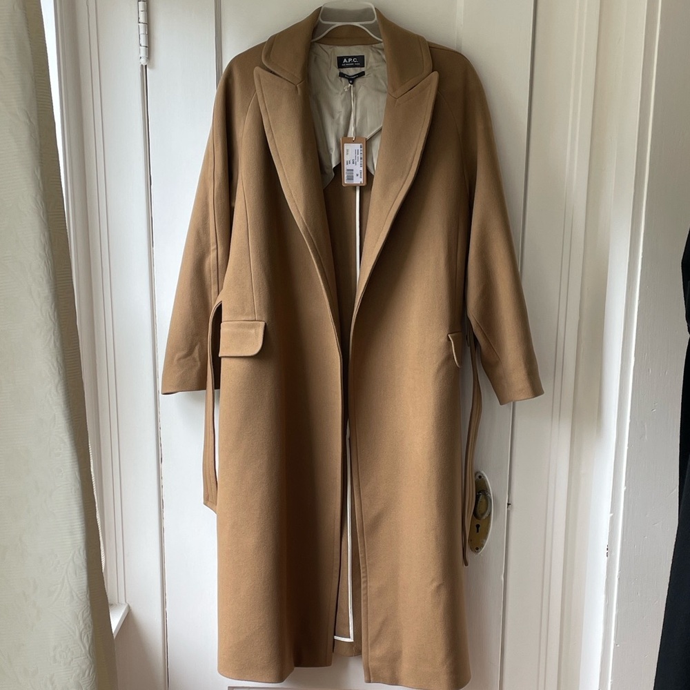 NWT A.P.C. Women's Florence Wool and Cashmere Long Camel Coat Small/36